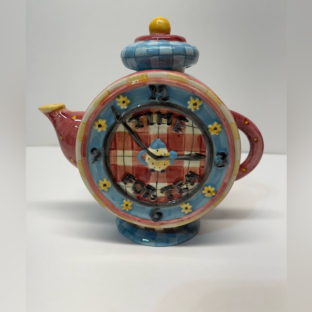 🌹🌹SOLD🌹🌹Vtg. Debbie Mumm Hand Painted Teapot Time for TeaW/Lid SAKURA